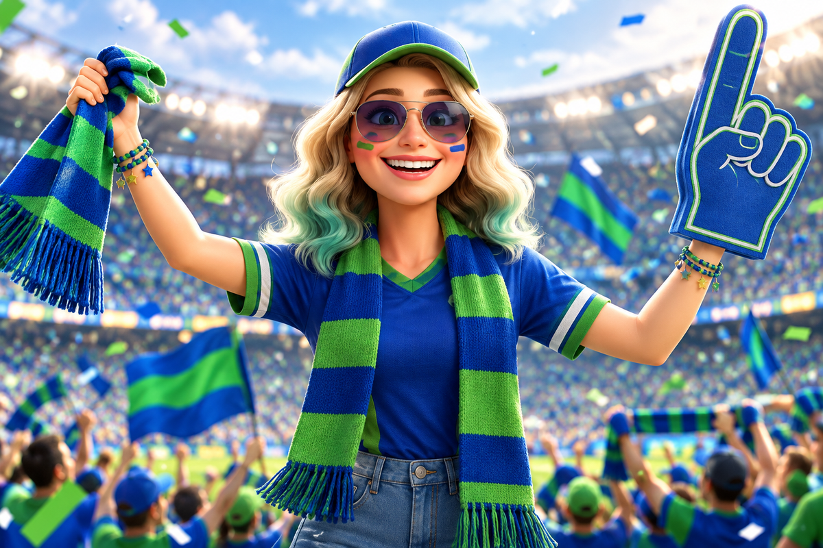 Spark Sports blue and green sports fan