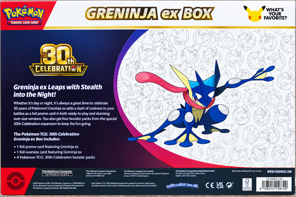 Pokémon TCG: 30th Celebration Greninja ex Box (Sealed