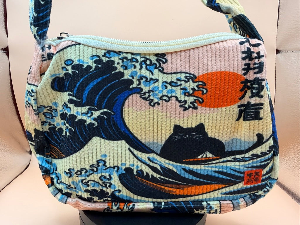 The Great Wave Riding Cat Crossbody Bag
