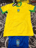 Brazil Fan Kids Soccer Kit - Yellow 2-Piece Shirt and Shorts Outfit