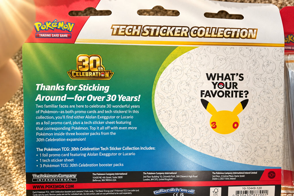 Pokémon TCG: 30th Celebration Tech Sticker Collection – Factory Sealed