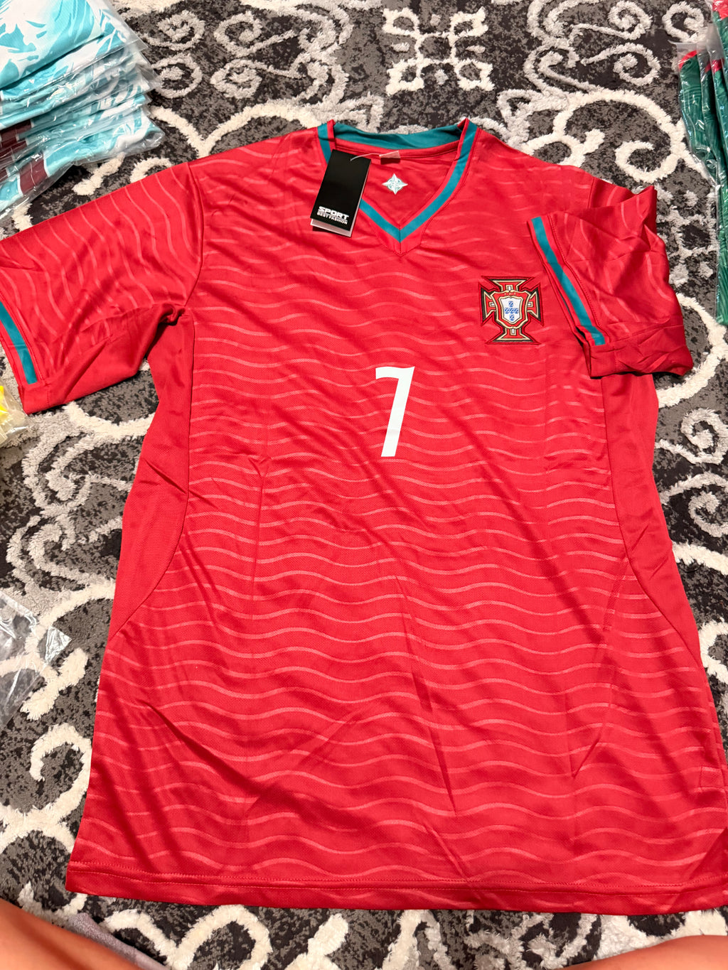 Adult Portugal Cristiano Ronaldo Fan Jersey – Red & Green Home Edition