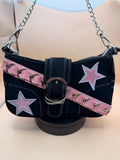 Black & Pink Star Buckle Crossbody Bag