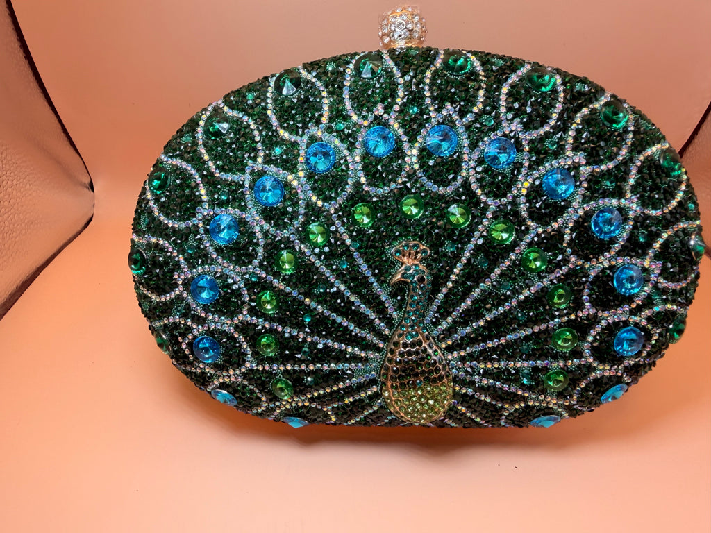 Jeweled Peacock Statement Clutch