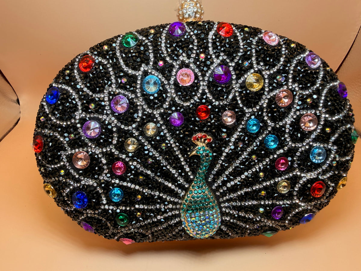 Jeweled Peacock Statement Clutch