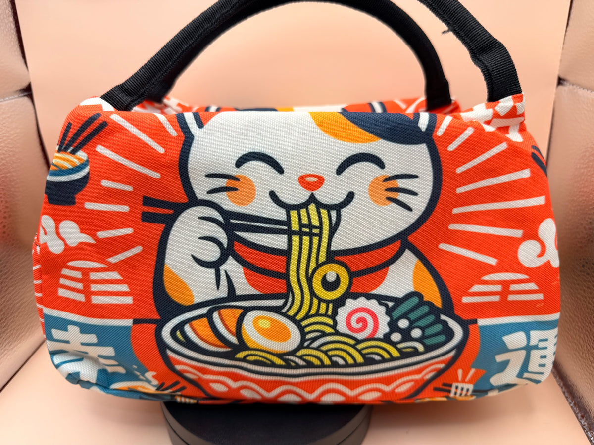 Lucky Ramen Cat Insulated Lunch Bag & Handbag