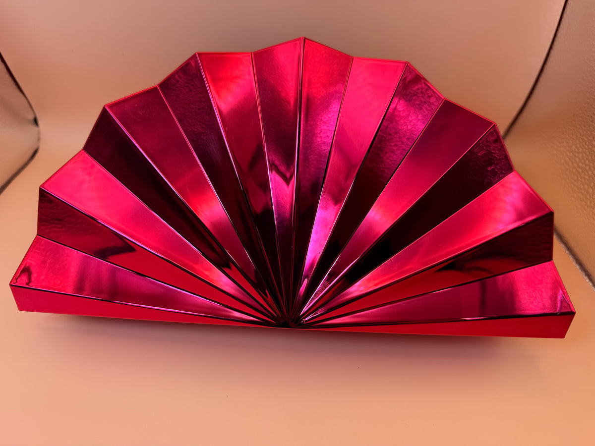 Metallic Pink Fan-Shaped Clutch