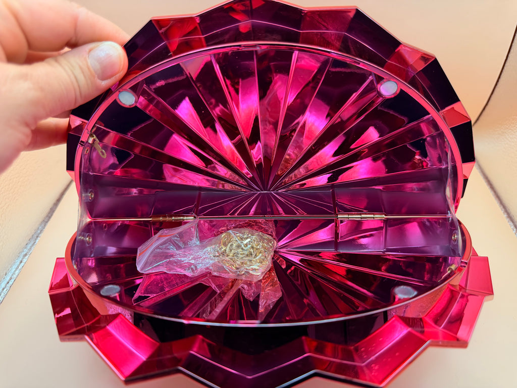 Metallic Pink Fan-Shaped Clutch