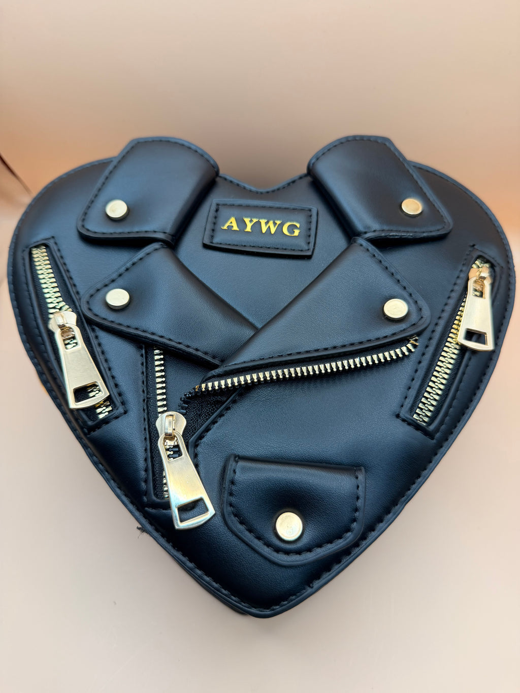 Leather Jacket Heart Crossbody Bag