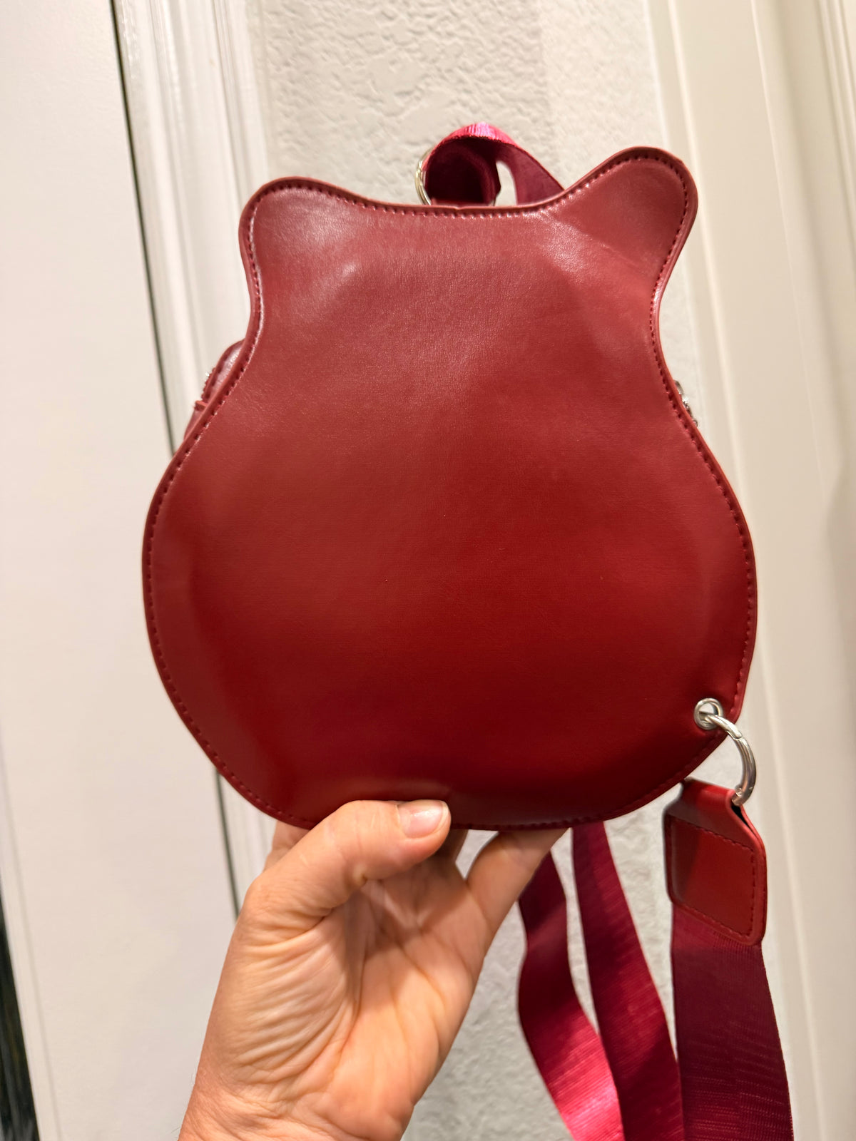 Burgundy & White Guitar Crossbody Bag