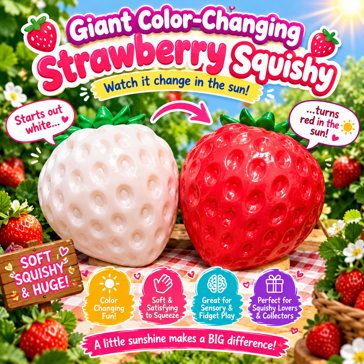 Giant Color-Changing Strawberry Squishy